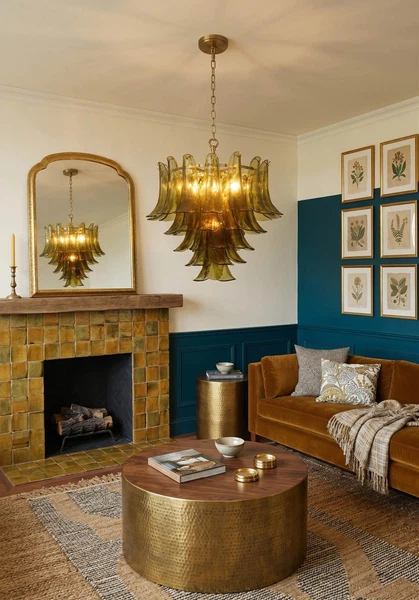 Aged Brass Glass Pendant Lamp for livingroom