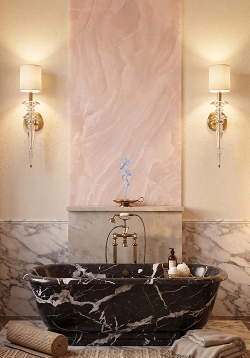 Crystal wall lamp with white shade for bathroom