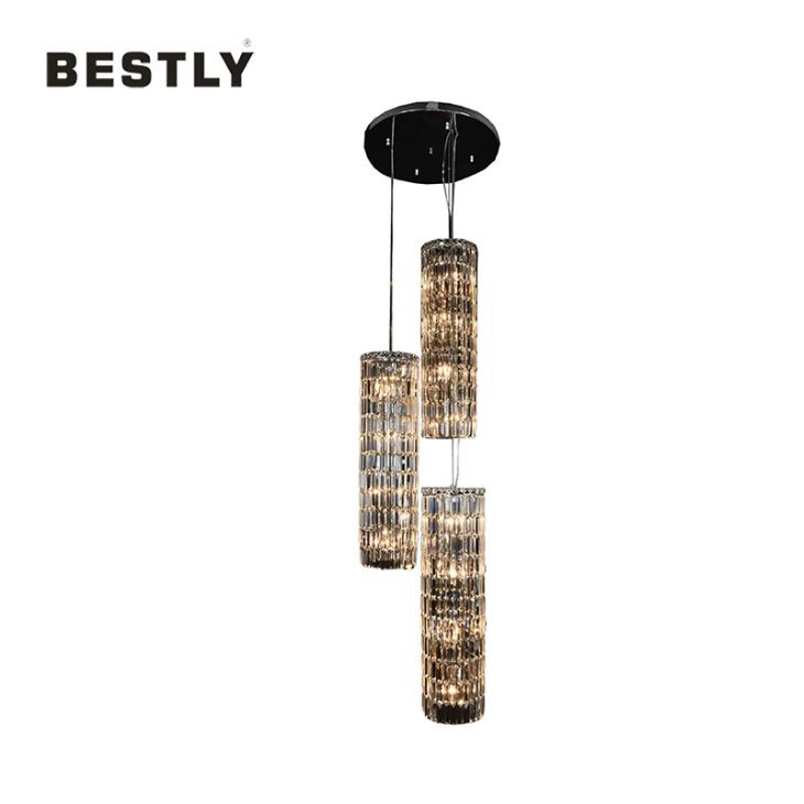 Lampu Loket Kristal Bulat Moden Dalam Tiga Lampu